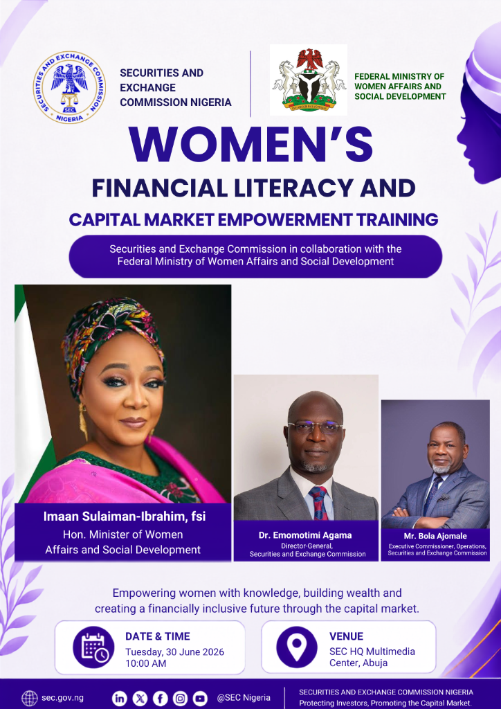 Women's financial literacy and capital market empowerment training flyer